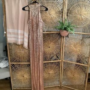 B. Smart Rose Gold (tan) Size 5/6 Dress Evening Gown With Slit